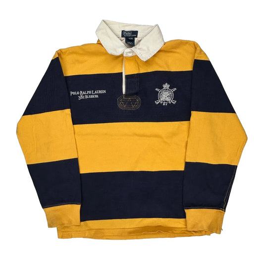 Age 9-11 Polo By Ralph Lauren Striped Rugby Shirt - Medium Navy Cotton