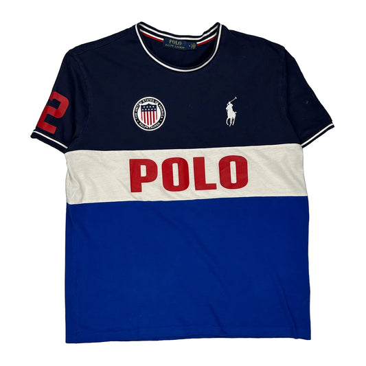 USA Polo By Ralph Lauren Striped T-Shirt - Medium Blue Cotton