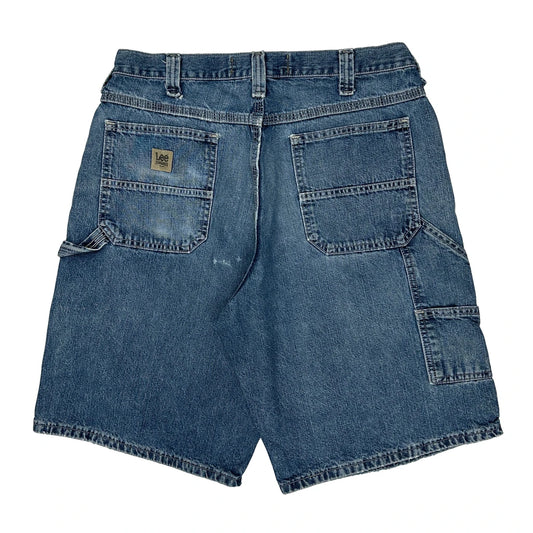 Lee Double Knee Carpenter Shorts - 36W 10L Blue Denim