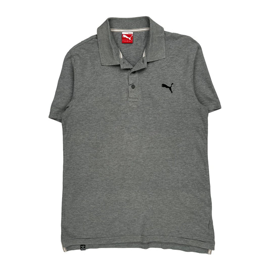 Puma Polo Shirt - Small Grey Cotton