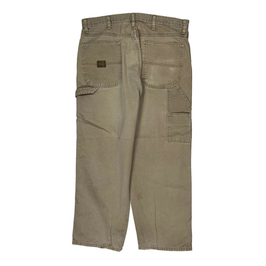 Wrangler Carpenter Trousers - 34W 27L Beige Cotton