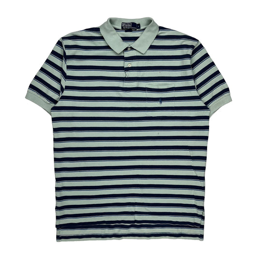 Vintage Polo By Ralph Lauren Striped Polo Shirt - Large Green Cotton