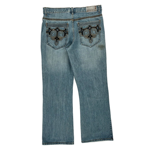 Paco Embroidered Jeans - 34W UK 14 Blue Cotton