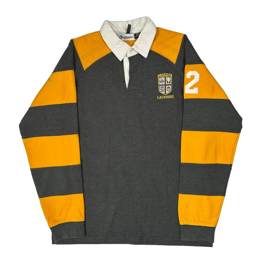 Vintage Lacrosse Boathouse Striped Rugby Shirt - Medium Grey Cotton