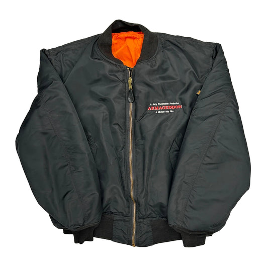 Armageddon Unbranded Graphic Bomber Jacket - XL Black Nylon