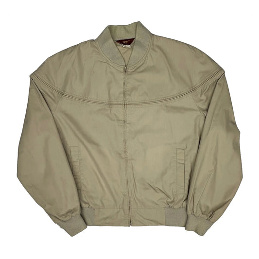 80S Made In USA Lee Bomber Jacket - Large Beige Cotton
