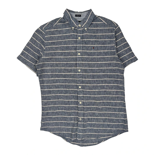 Tommy Hilfiger Striped Short Sleeve Shirt - Small Blue Cotton
