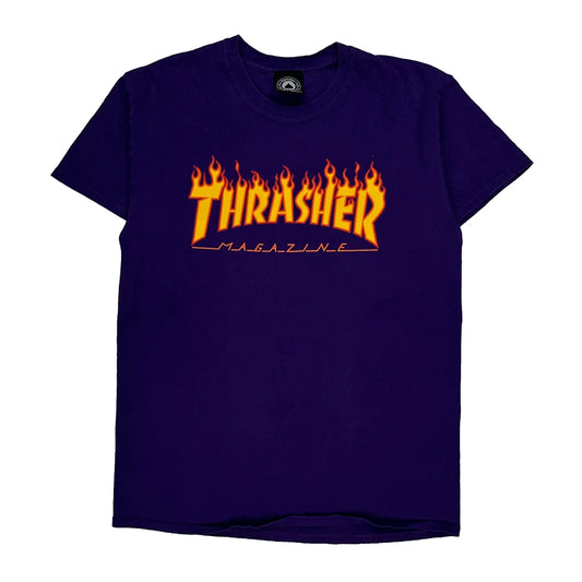 Thrasher Graphic T-Shirt - Small Purple Cotton