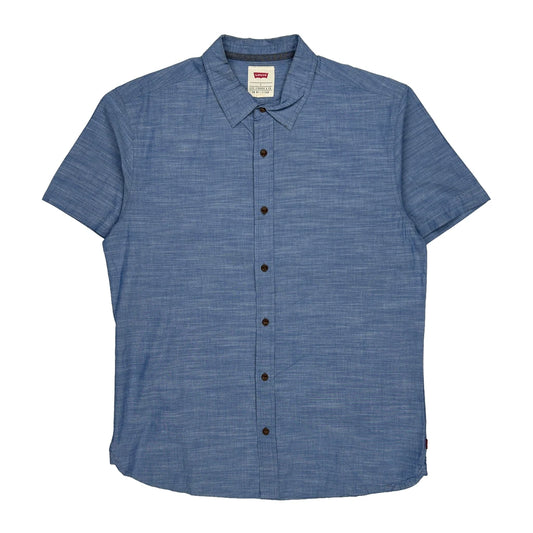 Levis Short Sleeve Shirt - Large Blue Cotton