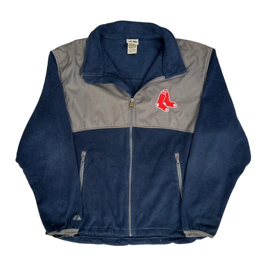 Vintage Red Sox Majestic Graphic Fleece Jacket - Large Navy Polyester