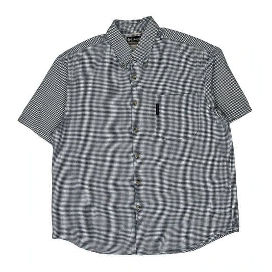 Vintage Columbia Checked Short Sleeve Shirt - Large Blue Cotton