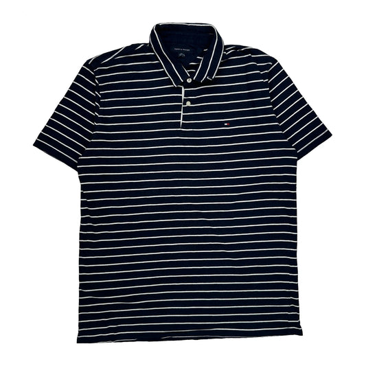 Vintage Tommy Hilfiger Striped Polo Shirt - 2XL Navy Cotton