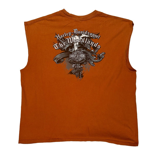 The Woodlands Texas Harley Davidson Vest - 2XL Orange Cotton