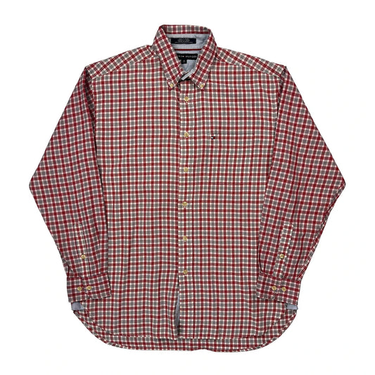Vintage Tommy Hilfiger Checked Shirt - Medium Red Cotton