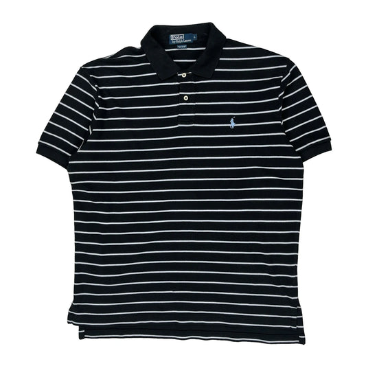 Vintage Polo By Ralph Lauren Striped Polo Shirt - Large Black Cotton