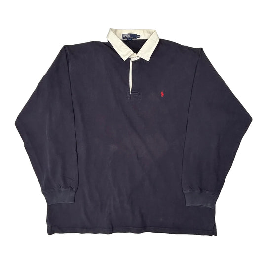 Vintage Polo By Ralph Lauren Rugby Shirt - 2XL Navy Cotton