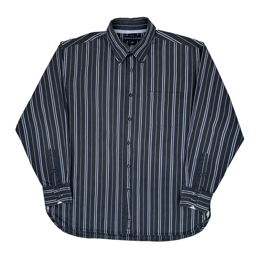 Tommy Hilfiger Striped Shirt - Large Black Cotton