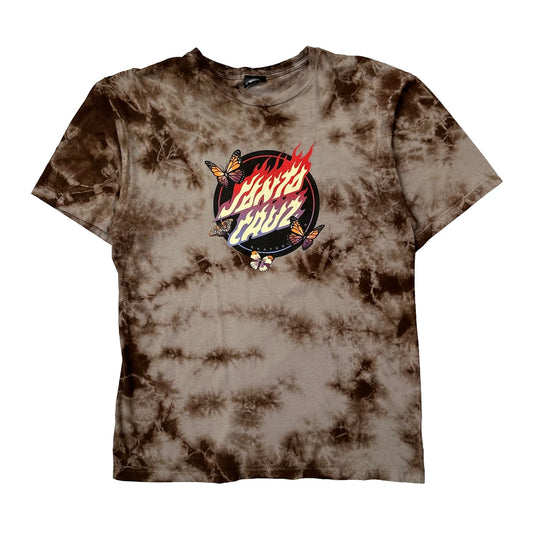 Butterflies Santa Cruz Tie-Dye T-Shirt - XS Brown Cotton