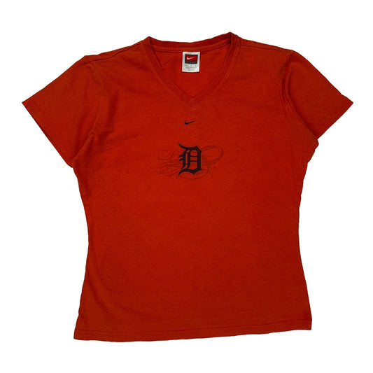 Nike T-Shirt - Medium Orange Cotton Blend