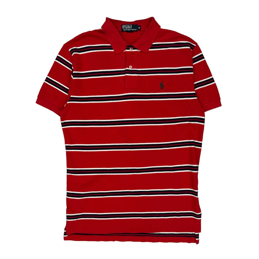 Polo By Ralph Lauren Striped Polo Shirt - Medium Red Cotton