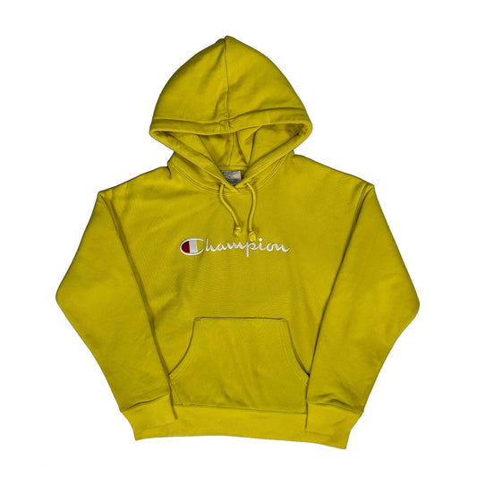 Reverse Weave Champion Spellout Hoodie - Medium Yellow Cotton