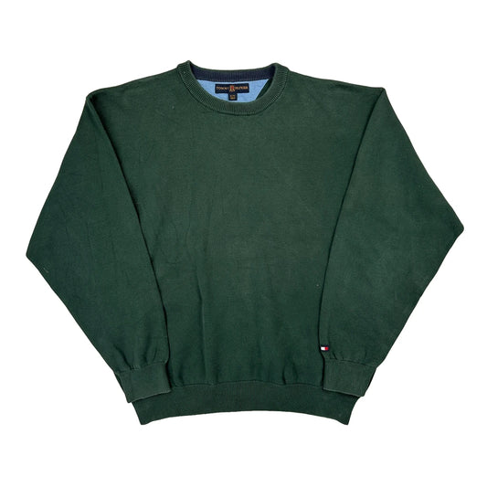 Vintage Tommy Hilfiger Jumper - XL Green Cotton