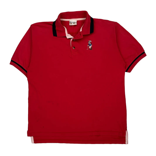 Mickey Mouse Disney Polo Shirt - Medium Red Cotton
