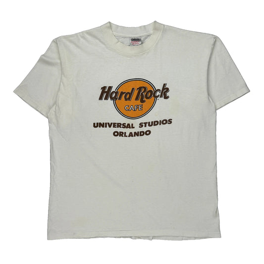 Hard Rock Cafe Oneita Single Stitch T-Shirt - XL White Cotton