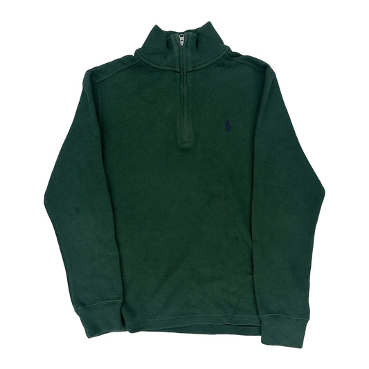 Age 10-12 Polo By Ralph Lauren 1/4 Zip - Medium Green Cotton