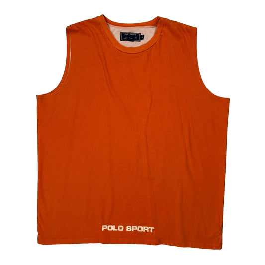 Vintage Polo Sport Vest - XL Orange Cotton