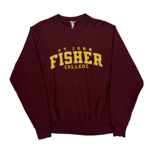 Vintage Reverse Weave Champion College Sweatshirt - Medium Burgundy Cotton