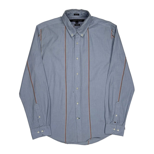 Vintage Tommy Hilfiger Striped Shirt - Large Blue Cotton
