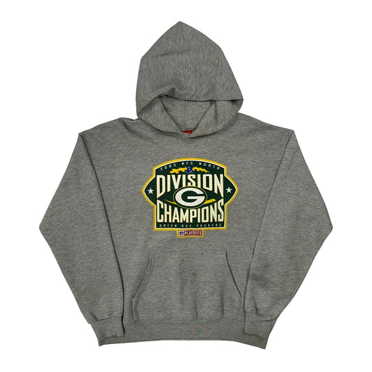 Vintage Green Bay Packers Nfl Hoodie - Large Grey Cotton