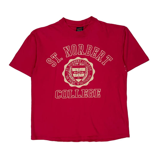 St. Norbert College Soffe Single Stitch T-Shirt - Large Red Cotton