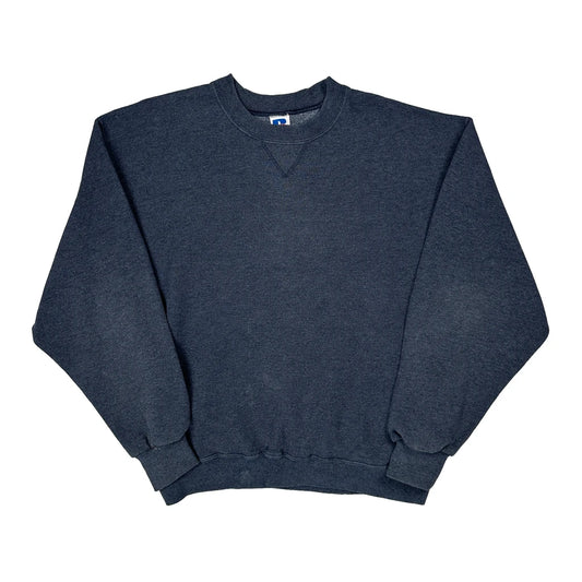 Blank Russell Athletic Sweatshirt - Large Grey Cotton Blend