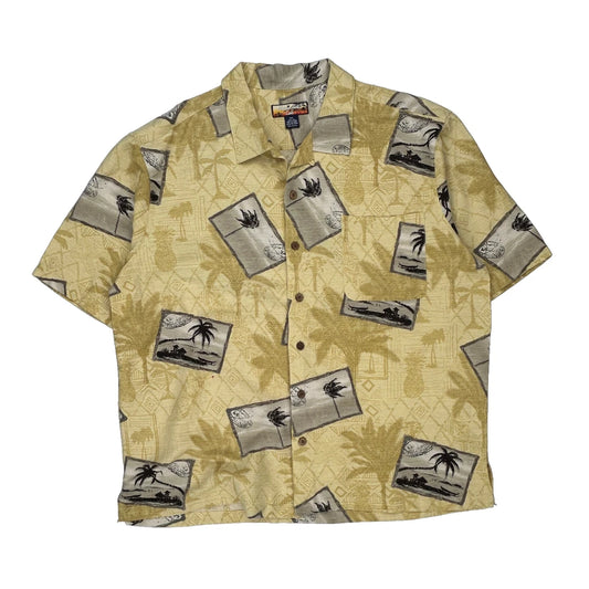 Havana Jack''S Cafe Graphic Hawaiian Shirt - 2XL Yellow Silk