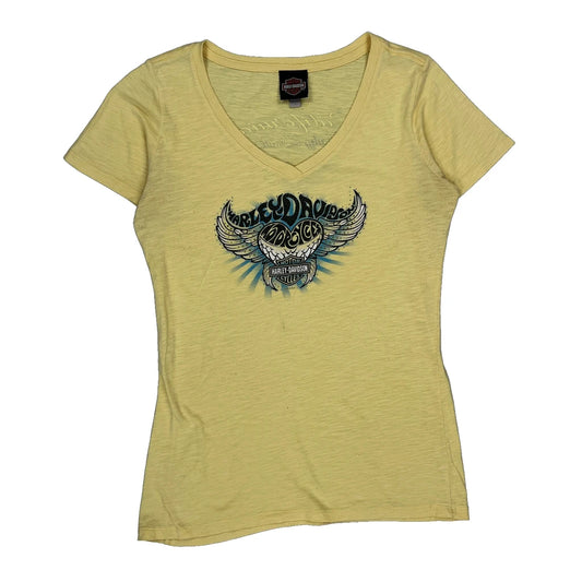 California Harley Davidson Graphic T-Shirt - Large Yellow Cotton