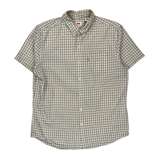 Levis Checked Short Sleeve Shirt - Large Black Cotton