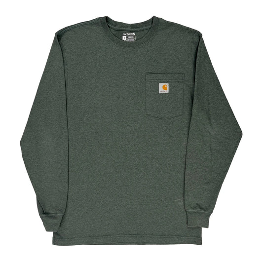 Carhartt Long Sleeve T-Shirt - Small Grey Cotton Blend