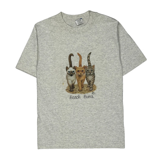 Cats Anvil Graphic T-Shirt - Large Grey Cotton