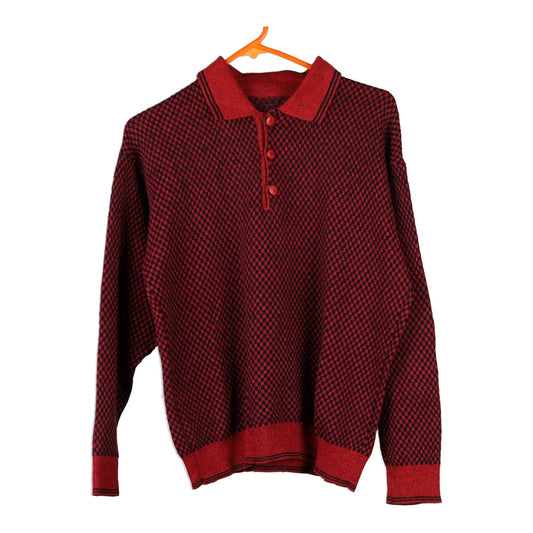 Vintage Unbranded Collared Jumper - Small Red Cotton