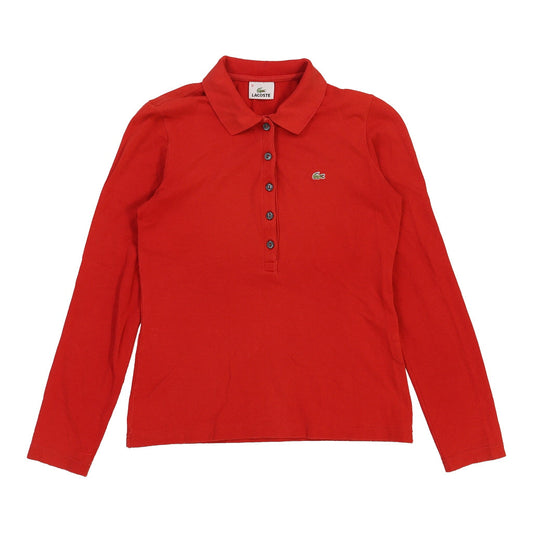Vintage Lacoste Long Sleeve Polo Shirt - Medium Red Cotton