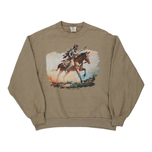 Vintage beige Jerzees Sweatshirt - mens large