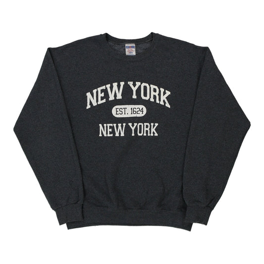 Vintage grey New York Jerzees Sweatshirt - mens medium