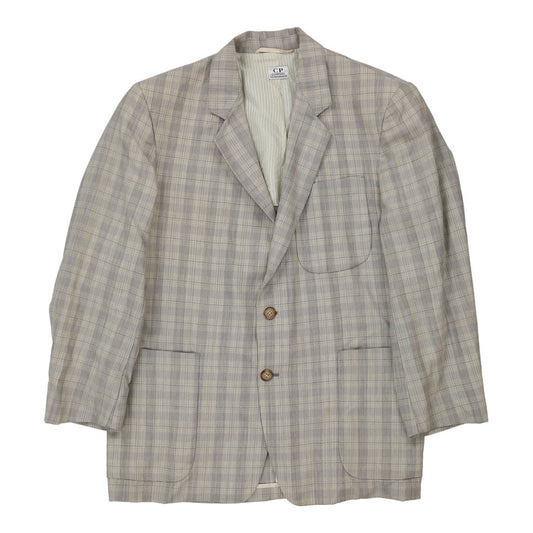 Vintage C.P. Company Checked Blazer - Large Grey Wool