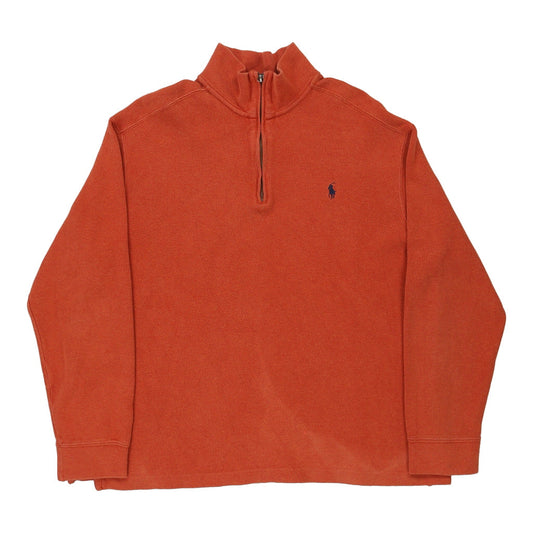 Vintage Ralph Lauren 1/4 Zip - Large Orange Cotton