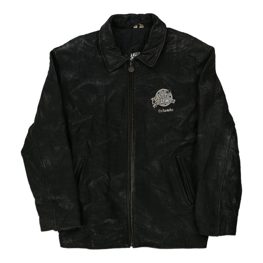 Vintage black Orlando Planet Hollywood Leather Jacket - mens large