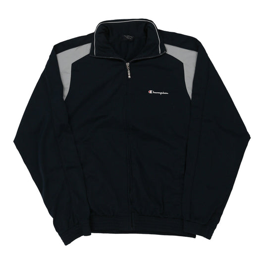 Vintage Champion Track Jacket - Large Navy Polyester
