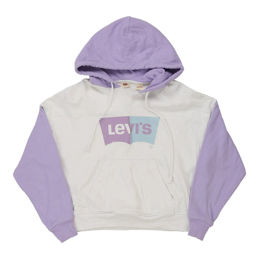 Vintage Levis Cropped Hoodie - XS White Cotton