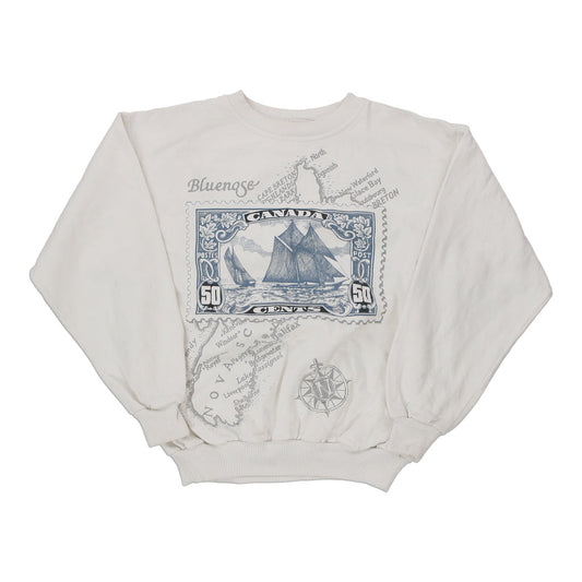 Vintage white Canada Cotton Stamp Sweatshirt - mens large